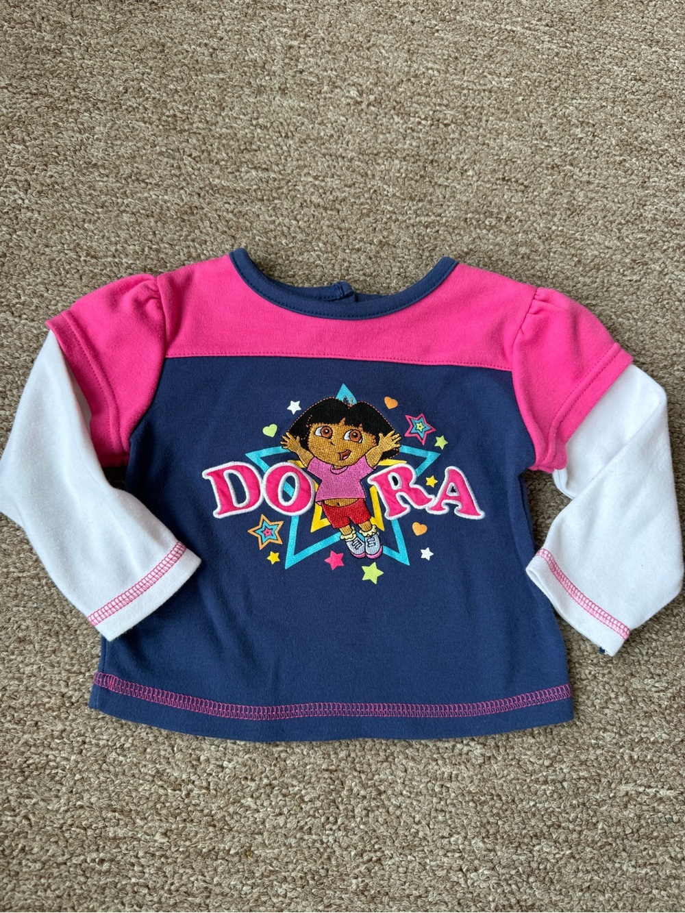 2008 Dora the Explorer Navy & Pink Long Sleeve Toddler Top